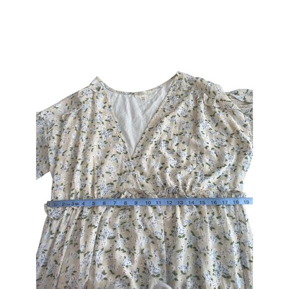 Ghospell Vintage Ditsy Floral Ruffle Tiered Oversized Midi‎ Smock Dress Large - Picture 11 of 13